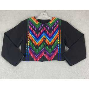 Catalinas Originales Womens Sz M Colorful Embroidered Folk Cropped Cotton Jacket